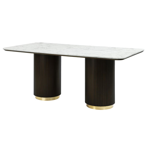 Clayten - Dining Table With Marble Top - White Natural Marble Top & Espresso - R&R Furniture Gallery (Fountain Valley, CA)