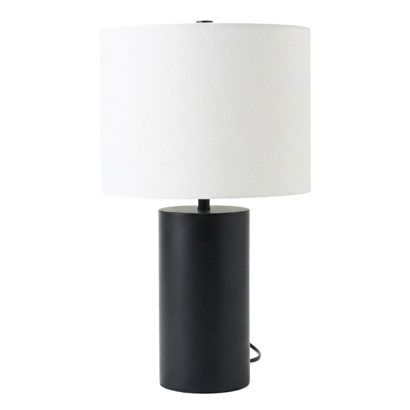 Aura - Table Lamp With On / Off Switch Block Base - Black / White - R&R Furniture Gallery (Fountain Valley, CA)