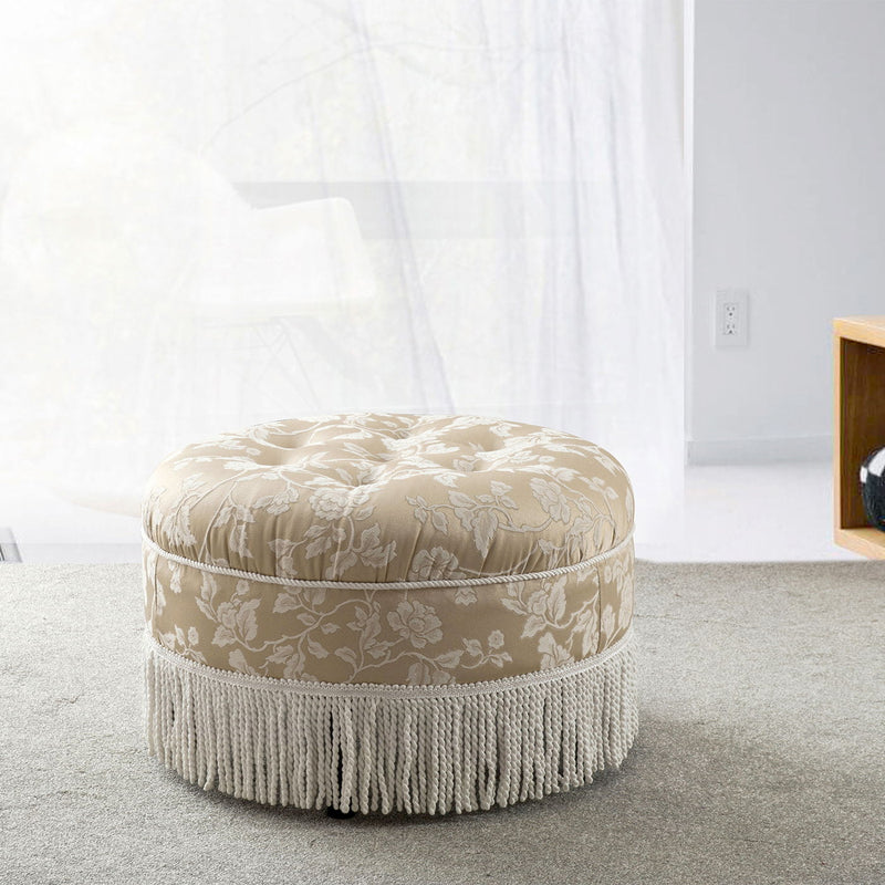 Yolanda - Round Upholstered Accent Ottoman - R&R Furniture Gallery (Fountain Valley, CA)