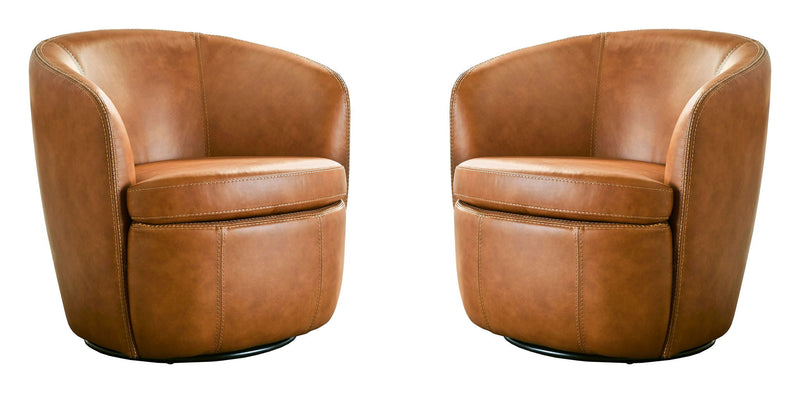 Barolo - 100% Italian Leather Swivel Club Chair (Set of 2) - R&R Furniture Gallery (Fountain Valley, CA)