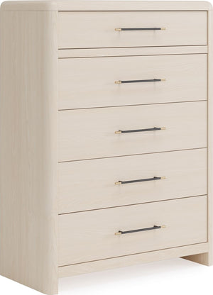 Wallen 5 Drawer Chest- Wht Snd - R&R Furniture Gallery (Fountain Valley, CA)