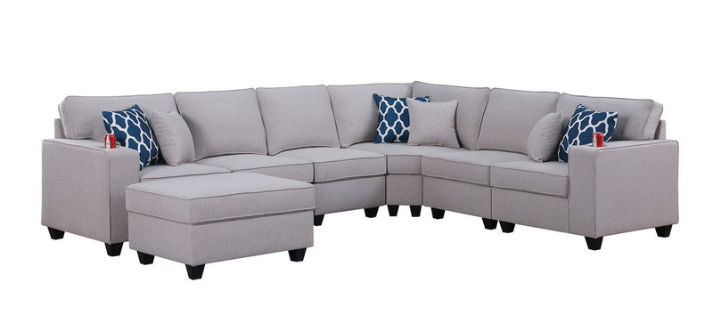 Cooper - Sectional Sofa With Ottomans And Cupholder - R&R Furniture Gallery (Fountain Valley, CA)
