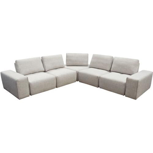 Jazz Modular 5-Seater Corner Sectional with Adjustable Backrests in Light Brown Fabric