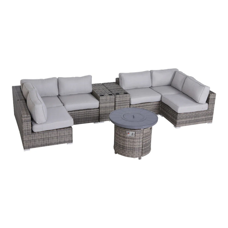 Wicker Outdoor Lounge Set With Cushions And Fire Pit - R&R Furniture Gallery (Fountain Valley, CA)