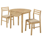 3 Piece Dining Set With Drop Leaf Table And Upholstered Chairs