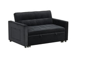 Maeve - Convertible Sleeper Loveseat With Tufting and Side Pocket - Black - R&R Furniture Gallery (Fountain Valley, CA)