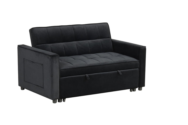 Maeve - Convertible Sleeper Loveseat With Tufting and Side Pocket - Black - R&R Furniture Gallery (Fountain Valley, CA)