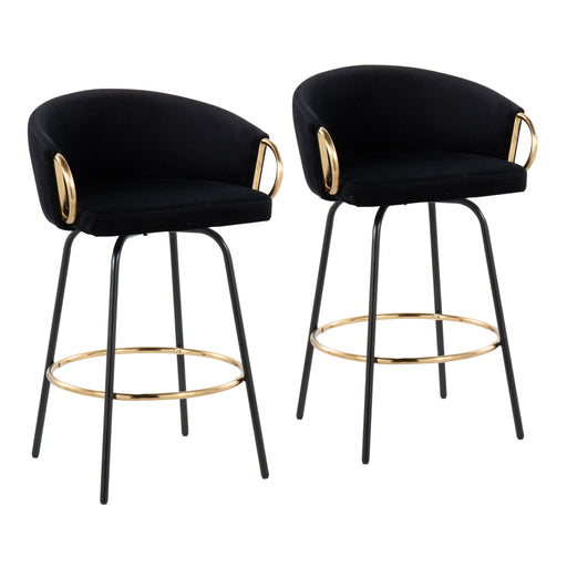 Lumi Source Claire contemporary glam counter stool set of 2 with sleek design and modern upholstery, perfect for stylish bar areas.