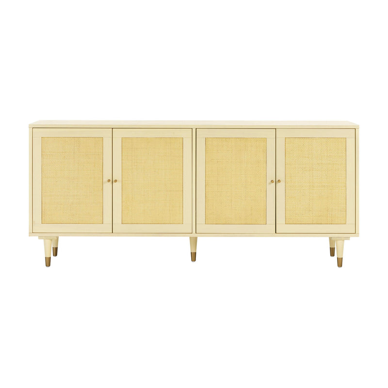 TOV Furniture Sierra sideboard with sleek wood finish, featuring multiple storage cabinets and modern design elements.