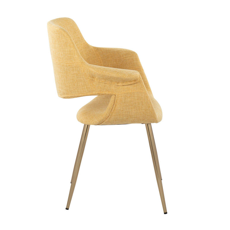 Set of two Lumi Source Vintage Flair glam and art deco chairs with curved wooden legs and plush upholstered seats.