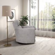 Lawson - Swivel Glider Suede Recliner Chair - Latte - R&R Furniture Gallery (Fountain Valley, CA)