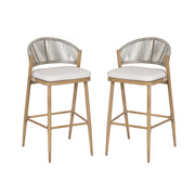 Outdoor Bar Height Metal Frame Counter Stools With Scallop Shaped Backrest & Water Resistant Cushions - R&R Furniture Gallery (Fountain Valley, CA)