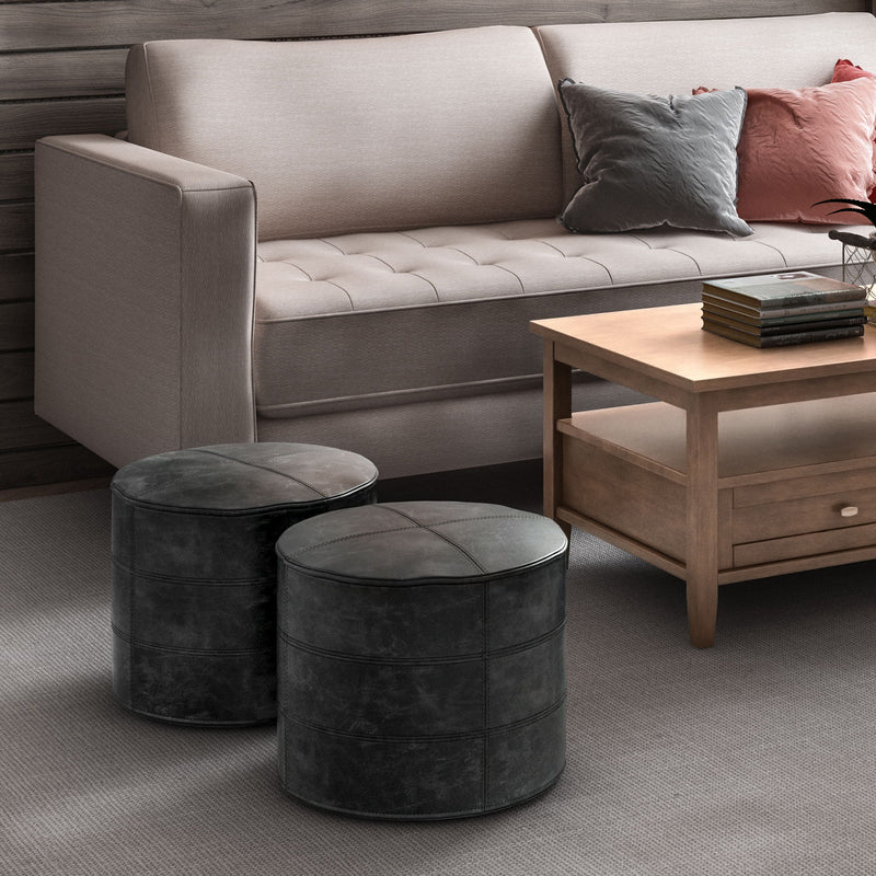 Connor - Handcrafted Round Pouf - R&R Furniture Gallery (Fountain Valley, CA)