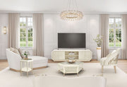 Michael Amini La Rachelle chaise featuring elegant upholstery and a stylish, modern design with curved wooden legs.