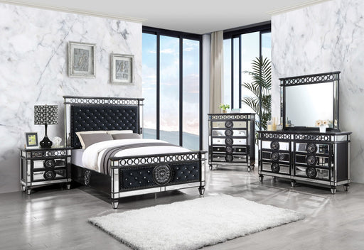 Varian II - Nightstand - Mirrored, Black & Sliver - R&R Furniture Gallery (Fountain Valley, CA)