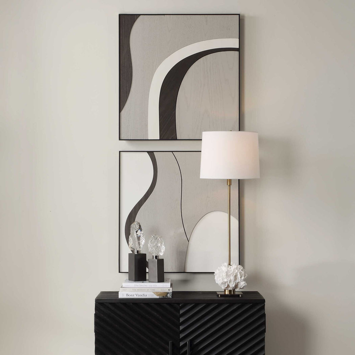 Joel - Modern Wood Wall Art (Set of 2) - Brown / Gray