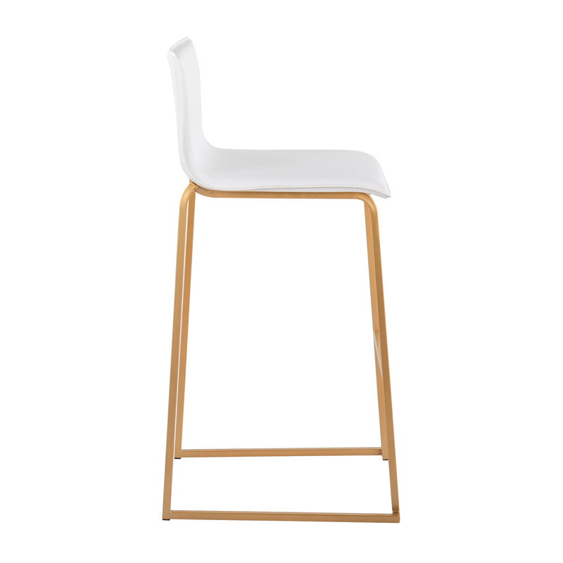 Set of two Lumi Source Mara contemporary upholstered barstools with sleek design and cushioned seats, perfect for modern kitchen or bar area.