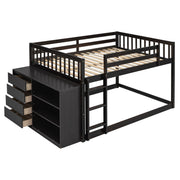 DreamHaus bunk bed with four drawers and three shelves, featuring a sturdy wooden frame and space-saving storage solutions.