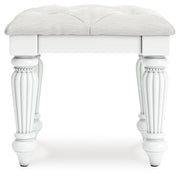 Kozlani - Vanity Upholstered Stool - White - R&R Furniture Gallery (Fountain Valley, CA)