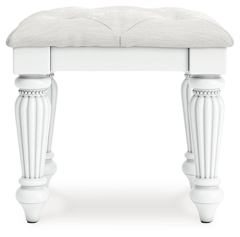 Kozlani - Vanity Upholstered Stool - White - R&R Furniture Gallery (Fountain Valley, CA)