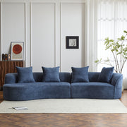 Noble House elegant curved sectional sofa with full foam cushioning, showcasing a modern stationary sofa design in a living room setting.