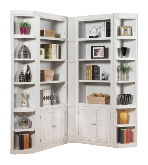 Boca - 5 Piece L Shape Corner Bookcase Wall - Cottage White - R&R Furniture Gallery (Fountain Valley, CA)