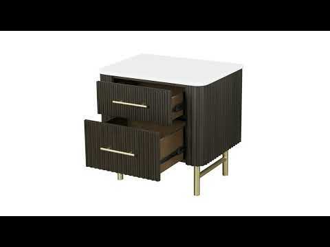 Clayten - Nightstand - Marble Top & Espresso - R&R Furniture Gallery (Fountain Valley, CA)
