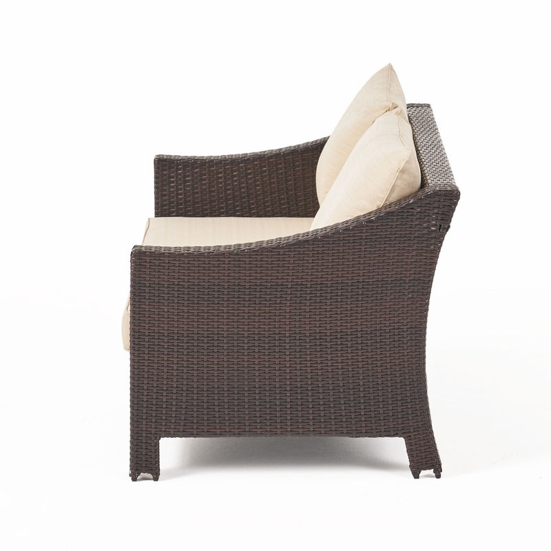 Antibes - 4 Pieces Wicker Chat Set - Brown / Beige - R&R Furniture Gallery (Fountain Valley, CA)
