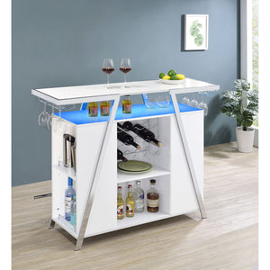 Katia - Wine Cabinet With LED Home Bar, 12 Bottle Storage - Gloss White