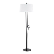 Lumi Source Shadow contemporary black and white floor lamp with sleek, modern design and curved silhouette standing on a flat surface.