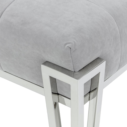 Signature Beds & Benches - Rose Velvet Accent Bench - Gray / Chrome - R&R Furniture Gallery (Fountain Valley, CA)