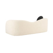Beige TOV Furniture Leonie sofa with faux shearling upholstery, showcasing a modern stationary sofa design.