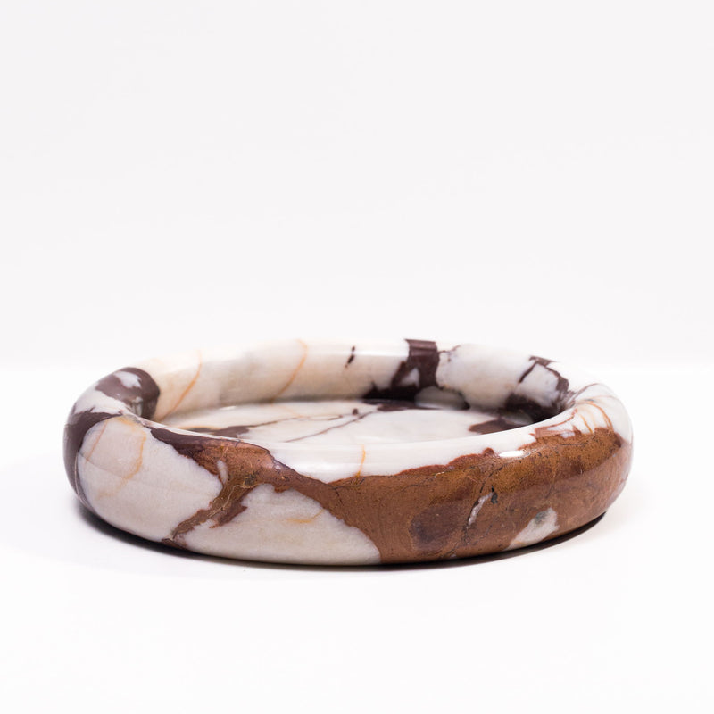 Marble Round Edged Catch-All - Breccia White Brown - R&R Furniture Gallery (Fountain Valley, CA)