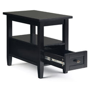 Handcrafted Warm Shaker coffee table by Simpli-Home with a smooth wooden surface and sturdy legs, ideal for living room decor.