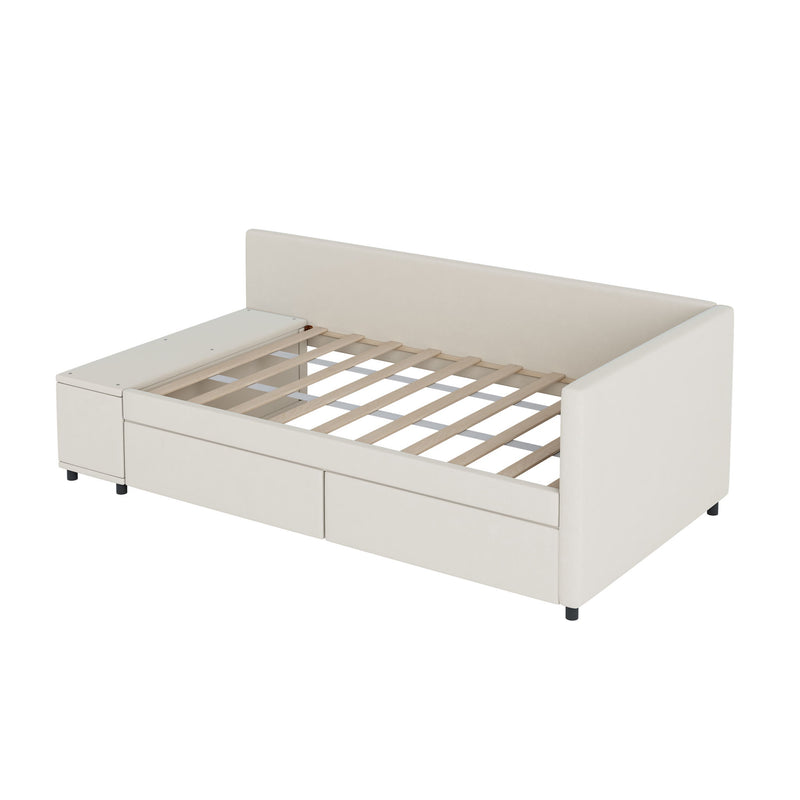L Shaped Upholstered Platform Bed With Storage And Drawers - R&R Furniture Gallery (Fountain Valley, CA)