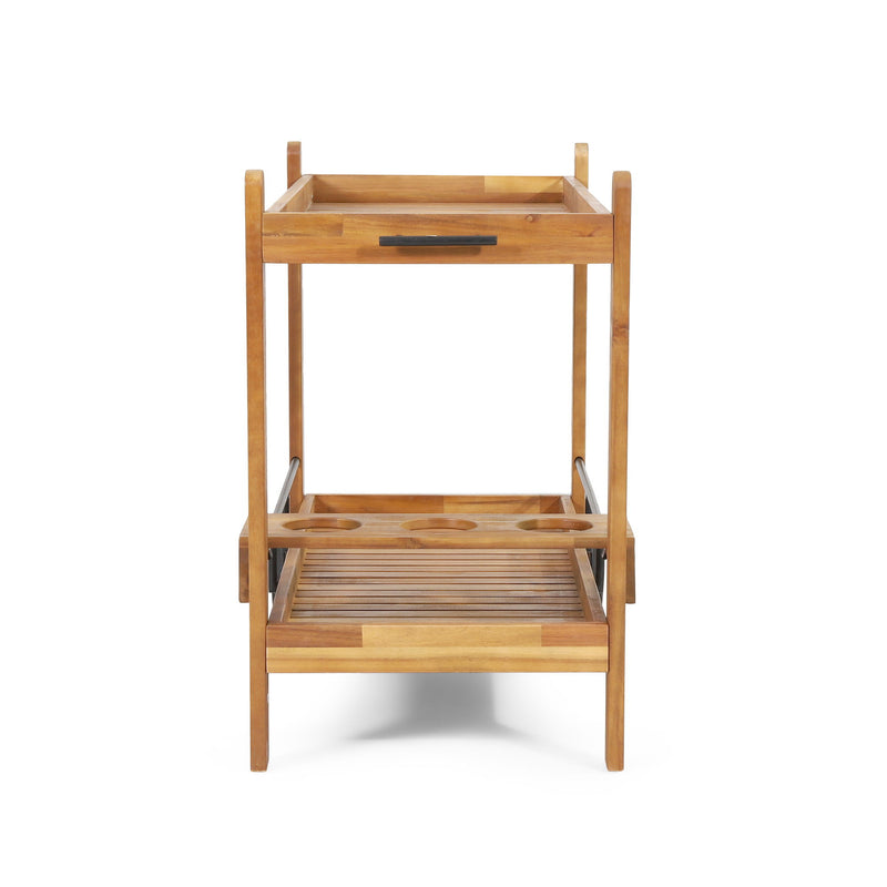 Bar Cart With Wine Bottle Holders, - Black - R&R Furniture Gallery (Fountain Valley, CA)