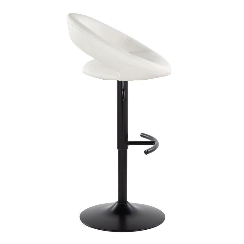 Set of two Lumi Source Posh contemporary adjustable barstools with swivel seats and rounded T footrests.