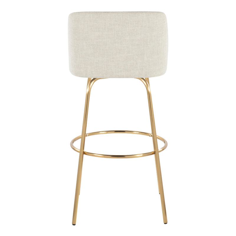 Lumi Source Toriano contemporary fixed height barstools with swivel, round footrest, set of 2, featuring sleek modern design
