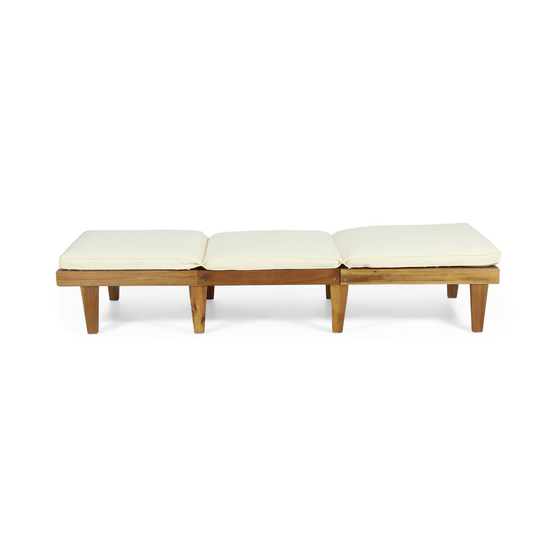 Noble House Ariana wood chaise lounge with plush cushion, modern design perfect for relaxing indoors or outdoors.