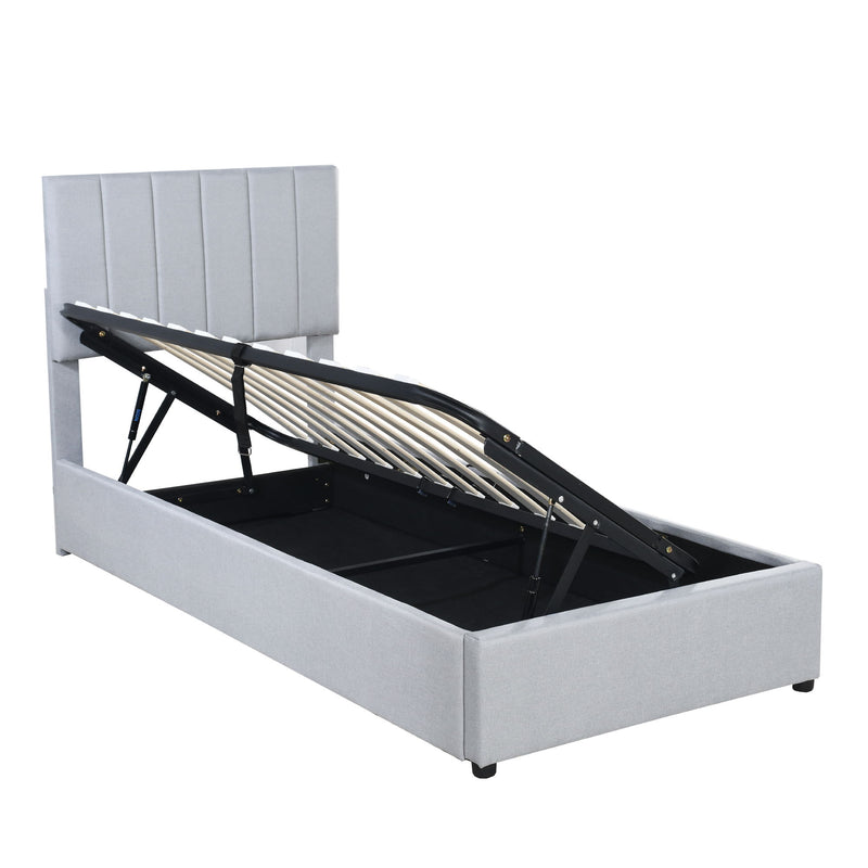 Upholstered Platform Bed With A Hydraulic Storage System - R&R Furniture Gallery (Fountain Valley, CA)
