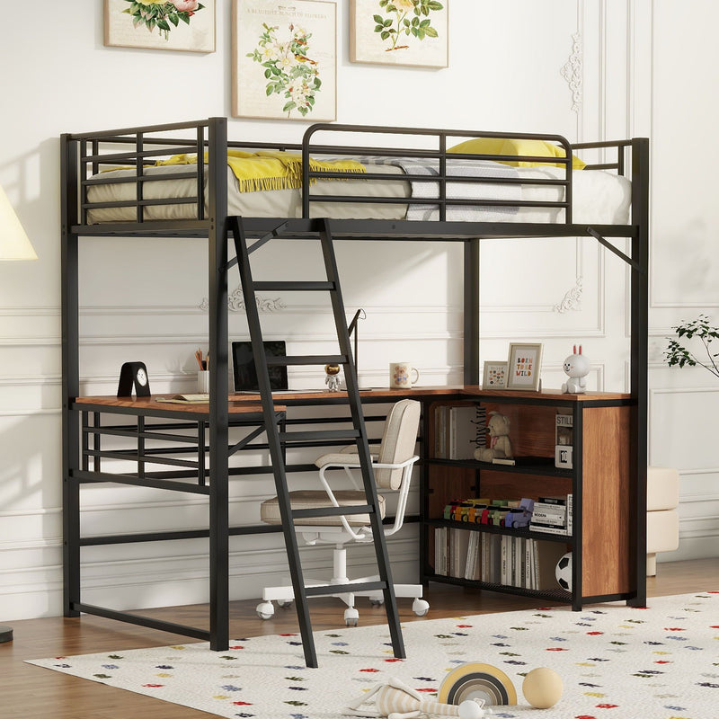 Loft Bed & 3 Layers Of Shelves And L-Shaped Desk - R&R Furniture Gallery (Fountain Valley, CA)