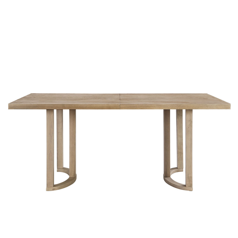 Modern solid wood dining table by Noble House with a sleek design, featuring a spacious rectangular tabletop and sturdy legs.