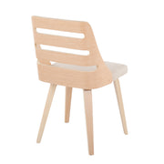 Lumi Source Trevi mid-century modern dining chair with wooden legs and upholstered seat, side view showing stylish design.