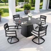 Outdoor Patio Dining Set, Squircle Dining Table, Dining Chairs With Sunbrella Cushions - R&R Furniture Gallery (Fountain Valley, CA)