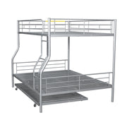 DreamHaus steel construction bunk bed with twin sleeping areas, sturdy metal frame, and modern design for kids or guest rooms.