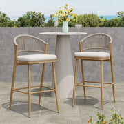 Outdoor Bar Height Metal Frame Counter Stools With Scallop Shaped Backrest & Water Resistant Cushions - R&R Furniture Gallery (Fountain Valley, CA)