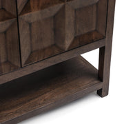 Classic Home Costa 4-door buffet cabinet with wood finish, featuring sleek handles and ample storage space.
