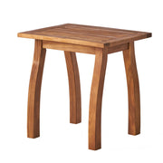 Noble House Kinesis outdoor side table with slatted top and wood frame, ideal for patio or garden outdoor decor.