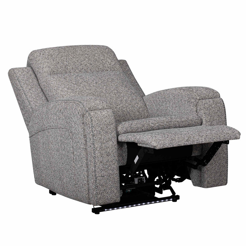 Parker Living Armstrong massage recliner chair with heat, massage features, and auto-glide in brown leather upholstery.