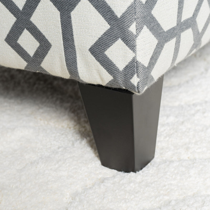 Quotient - Upholstered Storage Ottoman With Tapered Block Feet - Gray / White - R&R Furniture Gallery (Fountain Valley, CA)